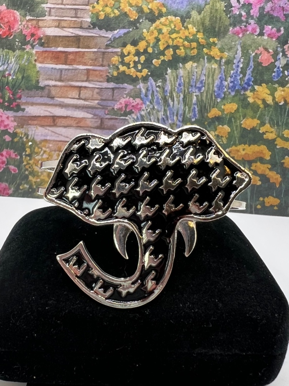 SALE 3/$20**Elephant Clamper Bracelet Houndstooth Pattern